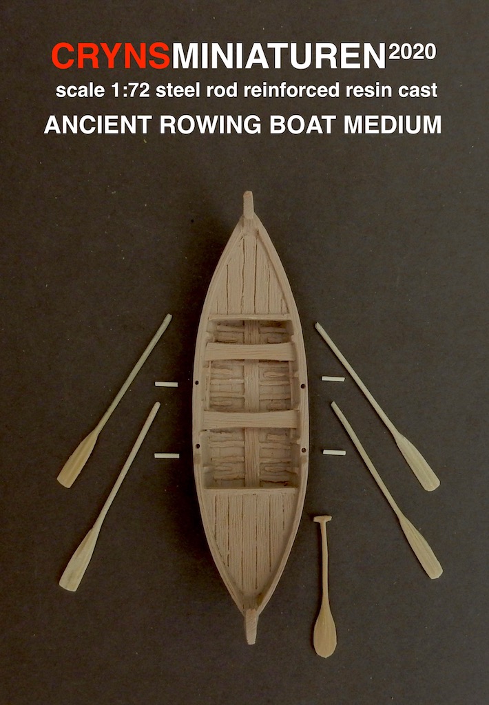 4 oared rowing boat with two banks and a rudder oar