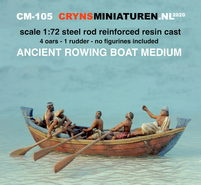 This image has an empty alt attribute; its file name is CM-105-Ancient-Rowing-Boat-Medium-Crynsminiaturen-Product-Shot.png