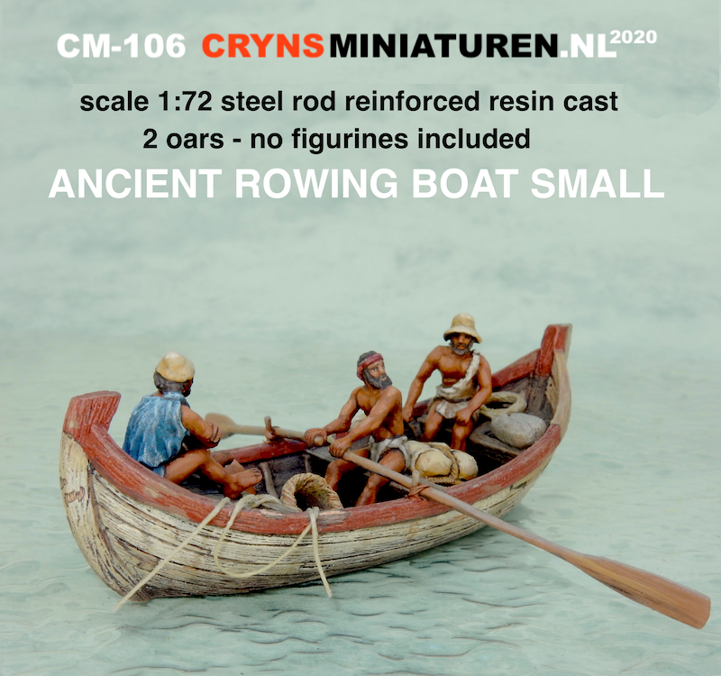 This image has an empty alt attribute; its file name is CM-106-Ancient-Rowing-Boat-Small-Crynsminiaturen-Product-Shot.png