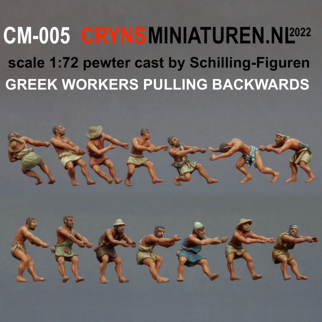 Crynsminiaturen product shot CM-005 ancient Greek harbour workers pulling ropes backwards