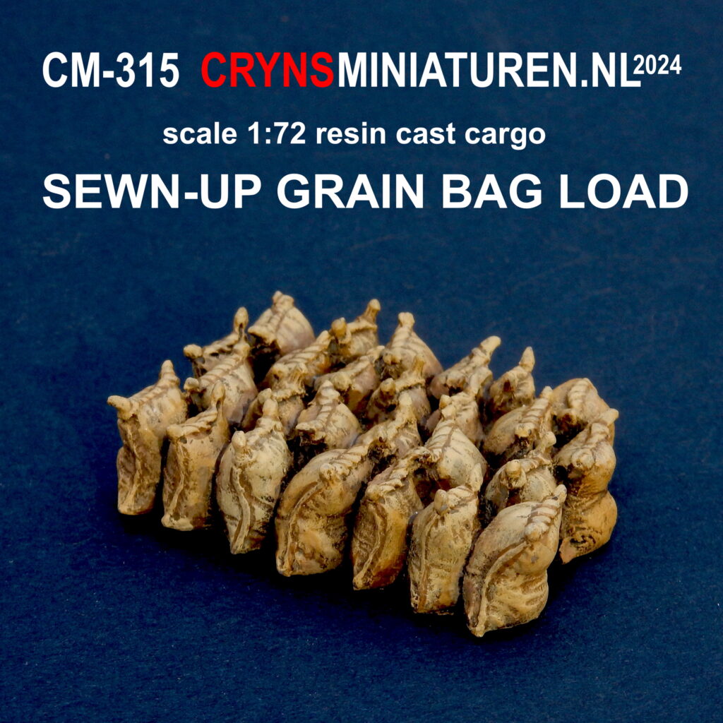 26 sew-up grain bags scale 1:72 cast in one resin piece as miniature cargo