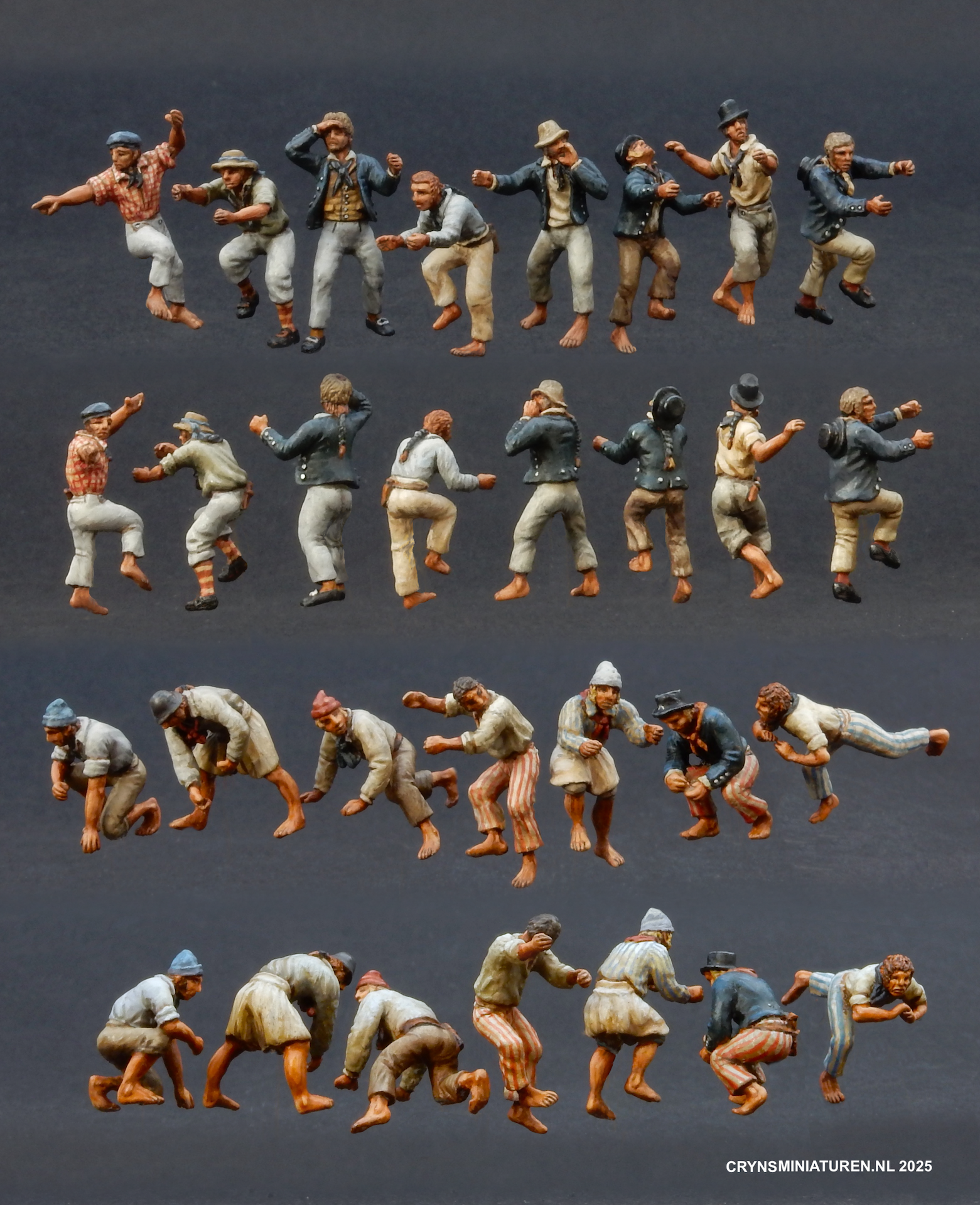 Sailors of Nelson's Royal Navy climbing mast front and back of the 1:72 handpainted pewter cast miniatures