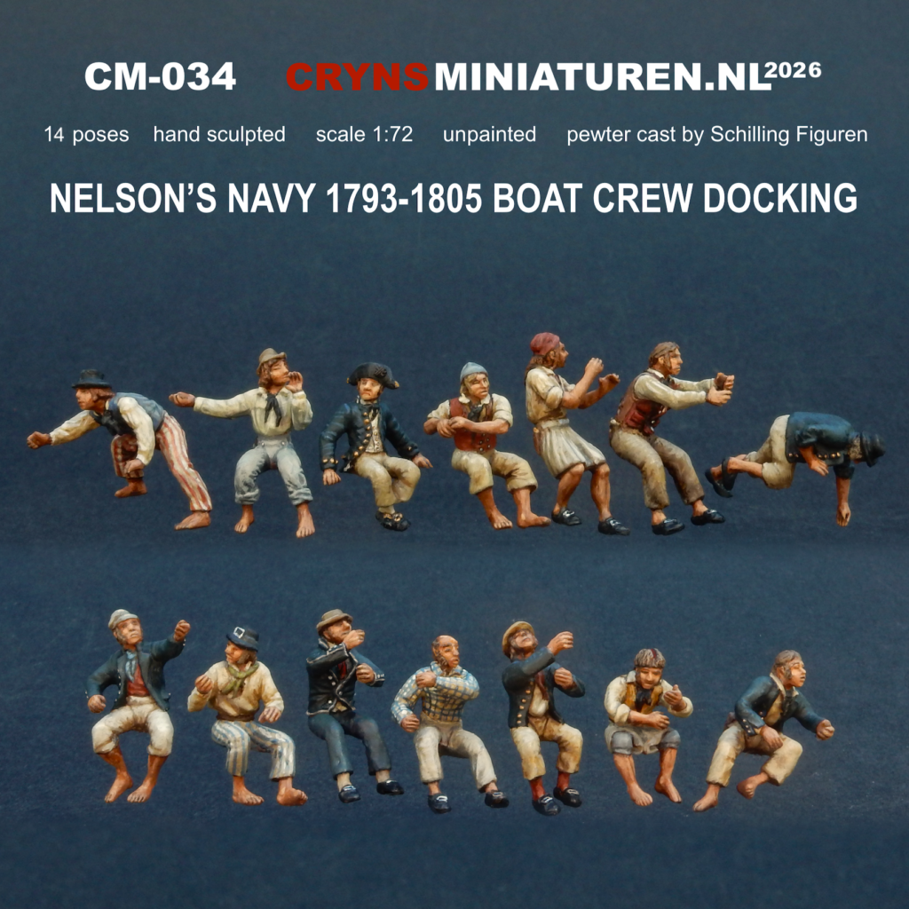 CM-034 Crynsminiaturen Royal British Navy 1793-1815 ship's boat crew docking or mooring pewter tin cast hand sculpted scale 1:72 1/72 scale figures