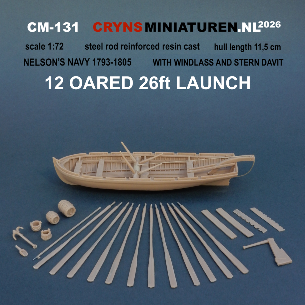 scale 1:72 model of a 12 oared 26ft launch rowing boat